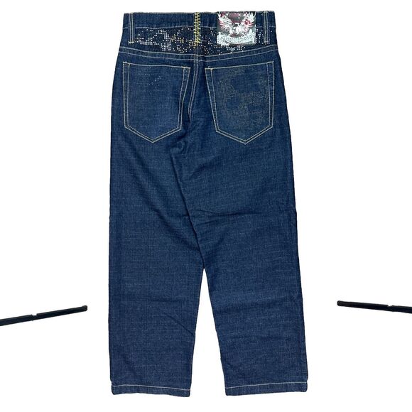 Southpole Studded Baggy Wide Leg Jeans 32x30 Mens Blue Denim Skate 90s Y2K - Picture 2 of 10